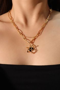 18K Gold Black Gem Galaxy Necklace – Cutethingscommin Galaxy Necklace, Black Gems, Waterproof Jewelry, Unique Necklace, Unique Necklaces, Real Gold, Gold Black, Gold Vermeil, The Black