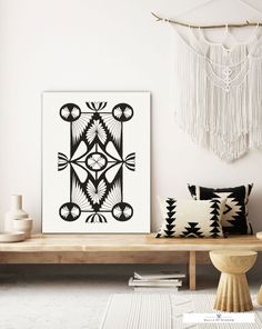 Chic black and white bohemian canvas sign Boho Canvas, Monochrome Wall Art, Monochrome Wall, Boho Elements, Monochrome Palette, Wall Art Crafts, Modern Western, Personalised Canvas, Western Boho