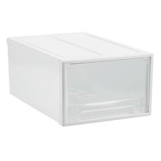 an empty plastic box on a white background