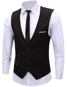 PRICES MAY VARY. STYLE:Mens Formal Dress Business Sleeveless Tuxedo Waistcoat Suits Vest FEATURE:Formal Vests Offer More Traditional and Classically Stylish Garments in Designer's Formal Wear Collection.It also Features Slim Fit,Low-cut V-neck,Full Lining,Button Down Closure,Adjustable Back Buckle,Fake Pockets and Metal Chain Decoration OCCASION:Stylish Vests are Part of Classic Three Piece Suits and Great for Casual Styles. Perfect for Formal or Semi-Formal Wear and Business Suits,or Any Bar un Sleeveless Tuxedo, Business Suit Vest, Mens Dress Vests, Mens Black Vest, Burgundy Vest, Formal Vest, Costumes Dresses, Dress Business, Mens Suit Vest