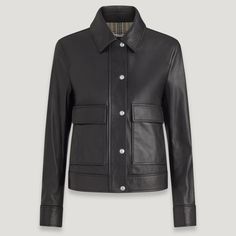 Elevate your wardrobe with the Women's Black Leather Jacket, a sophisticated and versatile leather jacket inspired by aviation style. Crafted from premium cowhide leather, this jacket offers a luxurious feel and enduring durability. Sleek and Modern Design: The cropped silhouette and clean lines make the jacket a stylish addition to any outfit. Premium Quality Leather: Enjoy the comfort, warmth, and timeless appeal of genuine cowhide leather. Functional Details: Dual entry patch pockets and snap Womens Black Leather Jacket, Real Leather Jacket, Genuine Leather Jackets, Black Leather Jacket, Shearling Jacket, Nubuck Leather, T-shirt Polos, Lightweight Jacket, Outerwear Women