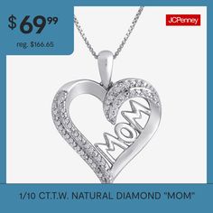 Because she holds a special place in your heart, give this diamond heart pendant as a token of your affection, of which she will love and cherish for years to come.Closure: Spring-ringFeatures: Mom Jewelry, Quick ShipDiamond Clarity: I3Setting: ProngShape: HeartStone Cut: RoundDiamond Color: I-JChain Length: 18 InchRounded Carat Weight: 1/10 Ct. T.w.Chain Construction: BoxCare: Wipe CleanAuthenticity: Natural DiamondBirthstone: April BirthstoneMetal: Sterling SilverNecklace Type: Pendant Neckla… Diamond White Heart Pendant Necklace For Mother's Day, Diamond White Heart Necklace For Anniversary And Mother's Day, Mother's Day Diamond White Heart Cut Necklace, Diamond White Heart Cut Necklace For Mother's Day, Mother's Day Diamond Cut Heart Pendant Necklace, Diamond Accented Heart Pendant Necklace For Mother's Day, Diamond Heart Necklace For Mother's Day, Diamond Cut Heart Pendant Necklace For Mother's Day, Mother's Day Heart Pendant Necklace With Diamond Cut