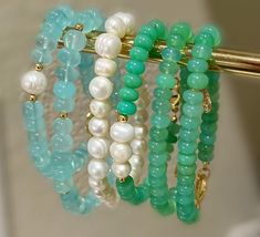 Quality gems, 24k gold, jewelry that is hand made with over 20 years of jewelry making experience. Pearl Beaded Bracelet, Summer Loving, Aqua Chalcedony, Apple Green, Summer Of Love, Pearl Beads, Beaded Bracelet, 20 Years, Freshwater Pearls