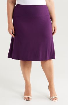 Fall for the easy drape of this everyday A-line skirt crafted with comfortable stretch. 27 1/2" length Elastic waist Unlined 95% rayon, 5% spandex Machine wash, tumble dry Imported 4-way Stretch Flared Lined Skirt, Short Lined Skirt With 4-way Stretch, Flared Lined Skirt With 4-way Stretch, A-line Elastane Lined Skirt, Flowy Knee-length Elastane Skirt, Knee-length Flowy Elastane Skirt, Solid Color 4-way Stretch Lined Swim Skirt, Solid Color Flowy Swim Skirt, Stretch Rayon Lined Skirt Bottoms