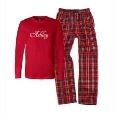 These classic personalized pajamas are great for the holidays and all winter long. Every member of your family...young and old...will love wearing these all Christmas break. Enjoy on Christmas Eve and then capture some family pics Christmas morning. Each set includes plaid flannel bottoms and matching t-shirt. Choose your color t-shirts and favorite plaid. See our color chart for other colors in alternative views. You will not want to take these pajamas off. These are UNISEX sizing. If you need Pajama Set Cotton, Flannel Pajama Bottoms, Christmas Pjs Family, Christmas Flannel, Family Pajama Sets, Personalized Pajamas, Plaid Christmas Tree, Flannel Pajama Sets, Christmas Pajama Set