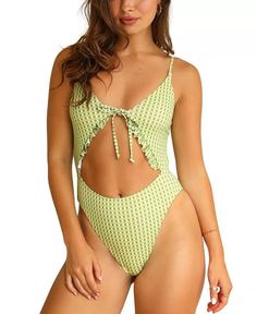 Dippin' Daisy's - Daisy Swimsuit, Dippin Daisy Swimwear, Blue V-neck One Piece For Poolside, V-neck Printed Swimwear For Poolside, Polka Dot One-piece Beachwear, Buy Online, One Piece