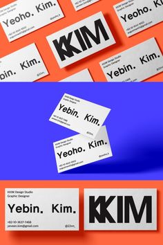 several different types of business cards with the word kim on them in black and white