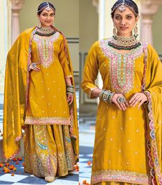 Premium Wedding,Ethnic Wear, Yellow New Kurta, Sharara set,Fully Work Embroidered Salwar Kameez Readymade, Eid Special,Suits for Haldi Semi-stitched Banarasi Silk Sharara With Dabka Work, Festive Straight Kurta Palazzo Set For Traditional Ceremonies, Wedding Palazzo Set With Dupatta In Jamawar, Wedding Jamawar Palazzo Set With Dupatta, Traditional Straight Kurta Palazzo Set With Dabka Work, Traditional Palazzo Set With Dupatta And Straight Kurta, Festive Palazzo Set With Dupatta For Traditional Ceremonies, Chanderi Palazzo Set With Dupatta For Traditional Ceremonies, Palazzo Set With Dupatta For Diwali Ceremonies