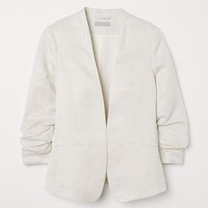 New! H&M Blazer (Tag Ripped) Size 4 White H&m Blazer For Work, H&m White Blazer For Work, H&m Casual Summer Outerwear, Chic Summer Outerwear By H&m, Casual Tailored H&m Blazer, Classic H&m Spring Blazer, H&m Classic Spring Blazer, H&m Tailored Casual Blazer, H&m Spring Blazer For Formal Occasions