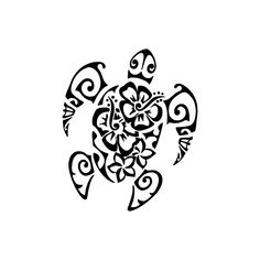 a black and white drawing of a turtle with flowers on it's back, in the shape of a heart