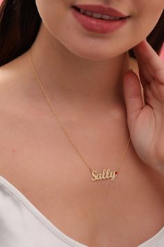 ✅ Personalization: This beautiful name necklace features a classic font that creates a beautiful, perfectly balanced birthstone look when worn. Simply select a name and month for the stone and our skilled craftsmen will take care of every detail, creating a personalized name necklace that you can proudly wear yourself or give as a gift. ✅ Chain length: In addition to the specified chain lengths, there is a 5 cm adjustable extension, e.g.: 40 cm + 5 cm (adjustable) ✅ PERFECT GIFT IDEA: If you are 14k Gold Nameplate Necklace With Birthstone, 14k Gold Personalized Birthstone Necklace, Personalized 14k Gold Name Necklace With Birthstone, Personalized 14k Gold Birthstone Necklace, Customizable Elegant Nameplate Birthstone Necklace, Gold Name Birthstone Necklace For Valentine's Day, Custom Name Sterling Silver Birthstone Necklace, Yellow Gold Name Necklace With Birthstone Gift, Gold Birthstone Necklace With Name For Valentine's Day