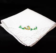 Embroidered Horseshoe and Shamrocks Decorate this Handkerchief. The handkerchief measures 9 1/2 by 9 1/2 inches. Ladie's Handkerchief Is In Good, Clean, Condition, and freshly laundered. CONTINUE SHOPPING Discover Other Fine Collectibles & Antiques https://www.etsy.com/shop/CynthiasAttic/items Embroidered Horseshoe, Ladies Handkerchiefs, Cotton Gifts, Good Luck, Scarf Accessory, Vintage Ladies, Accessory Gift, Gift Wrapping, Paper Party Supplies