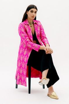 Shop for Sobariko Fuchsia Banarasi Brocade Jacket for Women Online at Aza Fashions Brocade Long Jackets Indian, Banarasi Jacket Suit, Brocade Jacket Outfit, Banarasi Coord Set, Brocade Jackets Women Indian, Long Jackets For Women Indian, Brocade Jackets Women, Banarsi Jacket, Indian Jackets For Women