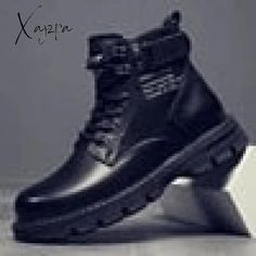 Xajzpa - Men’s Motorcycle Boots Comfortable Platform Men‘s’ Outdoor High Top Leather Fashion Leather Waterproof Wear-resistant Boots For Streetwear, Leather Boots For Winter Streetwear, High Ankle Chelsea Boots For Winter Streetwear, Winter High Ankle Chelsea Boots For Streetwear, Wear-resistant Leather Martin Boots For Winter, Black Wear-resistant Winter Work Boots, Winter Streetwear High Ankle Chelsea Boots, Casual High Ankle Platform Boots, High-top Chelsea Boots For Winter Streetwear