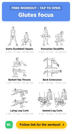 an exercise poster with the instructions to use for legs and glutes in this workout