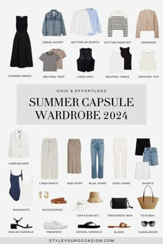 European Summer Capsule Wardrobe, Switzerland Clothes, Summer Basics Wardrobe, Women Trends Clothing, Capsule 2023, Clothes Basics, Autumn Capsule Wardrobe, Wardrobe List, Basics Wardrobe