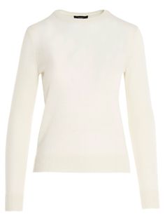 White Cashmere Crew neck Long sleevesComposition: 100% wool American Clothing Brands, White Cashmere Sweater, Cashmere Sweater Women, Sweater Fits, Knitwear Tops, Cashmere Sweater, White Sweaters, Blouse Dress, Knitwear Women