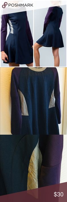 Navy Purple Dress New Imported from China 100% polyester Dresses Long Sleeve Fitted Color Block Dress For Winter, Fitted Color Block Winter Dress, Purple Dresses, Navy Purple, Polyester Dress, Small Waist, Boutique Dresses, Purple Dress, Dresses Long