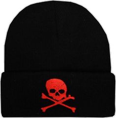 Punk Halloween Streetwear Hat, Alternative Winter Cap, Alternative Winter Cap Hat, Black Skull Hat For Halloween, Black Pirate Hat For Halloween, Alternative Winter Streetwear Hat, Black Skull Print Hat For Streetwear, Novelty Winter Streetwear Hats, Black Punk Beanie Hat