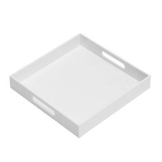 a white tray with handles on the bottom is shown in front of a white background