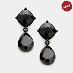 Black Crystal Teardrop Evening Bridal Dangle Pierced Earrings by Miro Crystal Collection Crystal Teardrop Earrings, Tory Burch Earrings, Medium Hoop Earrings, Minimalist Studs, Rainbow Earrings, Cross Earrings, Beaded Dangle Earrings, Heart Earrings Studs, Crystal Collection