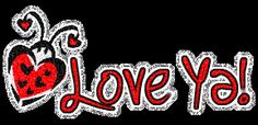 the word love ya written in red and white