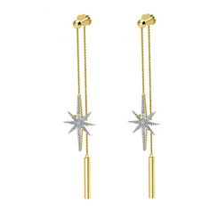 Shine bright with these stunning 10k Gold Diamond Star Drop Earrings. Click on this JEWELRY & WATCHES GUIDE to learn about fit, styles, materials and more! Shine bright with these stunning 10k Gold Diamond Star Drop Earrings. Click on this JEWELRY & WATCHES GUIDE to learn about fit, styles, materials and more! FEATURES Length: 63.0 mm x 9.0 mm Backings: post Metal: 10k gold Plating: 10k gold Finish: polished Packaging: boxed ImportedDIAMOND DETAILS Total weight: 1/6 ct. Color grade: H Clarity: I Elegant Star-shaped Evening Jewelry, Luxury Sparkling Yellow Gold Diamond Earrings, Elegant Star-shaped Pierced Jewelry, Formal Star-shaped Fine Jewelry Earrings, Celestial Diamond Silver Earrings, Luxury Star-shaped Earrings With Diamond Accents, Celestial Diamond Earrings With Diamond Accents, Celestial Diamond Earrings With Accents, Yellow Gold Star Earrings