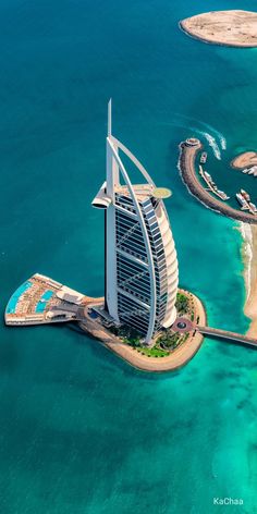 an aerial view of the burj al arab beach resort in dubai, united