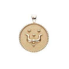 Taurus April 20 - May 20 We love you because you are... Warmhearted... and generous Persistent Patient Coin pendant made of sterling silver dipped in 14k gold, measuring 1.2" in diameter. DOUBLE SIDED: please click through the images to see the design on each side. Can be worn either way! Includes your choice of chain necklace and leather cord: Choose delicate 16-18" Satellite Chain, 18" Adjustable Drawn Link Chain, or 32" Mini Twist Link Gold Plated Chain Leather cord may be tied as a double wr Symbolic Yellow Gold Zodiac Jewelry, Symbolic Yellow Gold Jewelry With Zodiac Sign, Yellow Gold Zodiac Sign Pendant Jewelry, Luxury Zodiac Sign Jewelry For Anniversary, Anniversary Gold Plated Zodiac Sign Jewelry, Luxury Gold Plated Zodiac Sign Jewelry, Luxury Gold-plated Zodiac Sign Jewelry, Luxury Gold-plated Zodiac Jewelry, Symbolic Zodiac Sign Gold Plated Jewelry