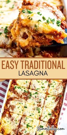 lasagna casserole with cheese and parsley on top