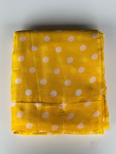 Light weight polka dot chiffon sarees  fall & pico done Yellow Bandhani Print Georgette Dupatta, Yellow Georgette Dupatta With Bandhani Print, Yellow Semi-stitched Blouse Piece With Bandhani Print, Yellow Georgette Saree For Summer, Yellow Saree With Pallu For Summer, Summer Yellow Saree With Dupatta, Light Weight Sarees, Chiffon Sarees, Chiffon Saree