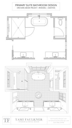 the floor plan for a bathroom with two sinks and a bathtub in one room