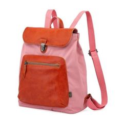 A fusion of vibrant style and functionality, meticulously crafted from eco-friendly materials. This backpack combines a classic design with a modern twist, featuring 100% coated cotton canvas and genuine leather accents for durability and elegance. It's designed with ample storage and adjustable shoulder straps for comfort, making it ideal for daily use. Highlighting its commitment to sustainability, it uses 100% recycled hardware and vegetable-based dyes, each piece uniquely handcrafted by skilled artisans. | TSD Brand Valley Trail Backpack, Pink Modern Backpack With Leather Trim, School Bags With Leather Trim And Coated Canvas, Modern Coated Canvas Backpack, Modern Coated Canvas Backpack For Daily Use, Modern Coated Canvas Backpack For Travel, Modern Coated Canvas Backpack For Everyday Use, Modern Backpack With Adjustable Strap In Coated Canvas, Nylon Backpack With Leather Trim For Daily Use, Modern Pink Backpack For Daily Use