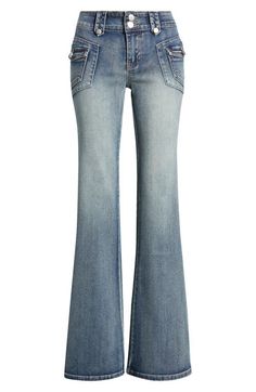 "Find PTCL Low Rise Bootcut Jeans on Editorialist. Slip on the throwback style of these low-stretch jeans featuring front-button pockets and full-length boot-cut legs that embody a cool '90s vibe. 33\" inseam; 22\" leg opening; 8 1/4\" front rise; 14\" back rise (size 27) Zip fly with button closure Front button-flap patch pockets; back patch pockets 69% cotton, 30% recycled polyester, 1% spandex Machine wash, tumble dry Imported" Y2k Style Dark Wash Mid-rise Flare Jeans, Y2k Style Straight Leg Flare Jeans For Fall, Y2k Style Mid-rise Flare Jeans, Y2k Style Medium Wash Wide Leg Flare Jeans, Fitted Wide Leg Y2k Flare Jeans, Y2k Fitted Wide Leg Flare Jeans, Y2k Dark Wash Mid-rise Flare Jeans, Y2k High Rise Flare Jeans With Five Pockets, Y2k Style Mid-rise Dark Wash Flare Jeans