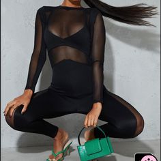 New With Tags. Mesh Jumpsuit, Bra Not Included Black Sheer Jumpsuits And Rompers For Night Out, Sheer Black Jumpsuit For Night Out, Black Jumpsuits And Rompers For Club In Spring, Black Jumpsuits And Rompers For Spring Club Events, Black Jumpsuit For Clubbing In Spring, Black Sheer Jumpsuits And Rompers For Party, Sheer Black Jumpsuits And Rompers For Party, Chic Sheer Jumpsuits And Rompers For Night Out, Sheer Jumpsuits And Rompers For Night Out