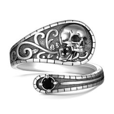 PRICES MAY VARY. Skull Rings for Women Design: Modern, fashionable and historic Sterling Silver Skull Rings are symbol of love and commitment. It integrates the skull and rose elements to add a sophisticated Gothic Punk style, Gothic Rings for Women are Adjustable Skull Rings, so you can customize a comfortable fit.with this Thumb Skull Ring for Women to Show your love and friendship. Sterling Silver Skull Rings Material: This Adjustable Skull Ring for Women made of 925 sterling silver, Nickel-f Sterling Silver Skull Rings, Skull Rings, Silver Skull Ring, Style Gothic, Women Design, Gothic Rings, Adjustable Jewelry, Gothic Punk, Punk Style