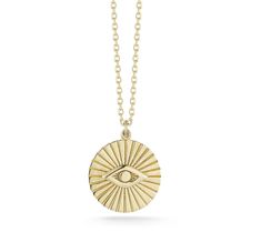 Add an eye-catching element to your ensemble with this fascinating pendant featuring a traditional protective symbol. From Luminosa Gold. Evil Eye, Jewelry Necklaces, Chain, Pendant, Gold, Quick Saves