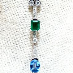 Emerald And Sapphire Diamonds Drop Pendant Necklace. 1.10ct Natural Sapphire 1.05ct Natural Emerald. .40ct. Diamonds Rounds, Full Cut Brilliants. Vs-2 Clarity H Colors 4.5 Grams / 14kt White Gold. 16 Inches Long Platinum Multi-stone Gemstones In Fine Jewelry Style, Fine Multi-stone Platinum Gemstones, Fine Jewelry Platinum Multi-stone Gemstones, Exquisite Multi-stone Diamond Gemstones, Exquisite Multi-stone Platinum Jewelry, Elegant Multi-stone Platinum Gemstones, Dazzling Multi-stone Platinum Jewelry, Multi-stone Diamond Necklace In Fine Jewelry Style, Multi-stone Diamond Baguette Cut Jewelry