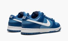 The Nike Dunk Low “Dark Marina Blue” is a two-tone, white-and-blue colorway of the popular lifestyle shoe that was released in early 2022.  Inspiration for the “Dark Marina Blue” comes from none other than the Dunk Low “Argon” from 2001, as the former features the same dark and light blue leather panels, but in reverse order.  The toe cap, forefoot, eyelets, collar, and heel are designed in Dark Marina Blue leather.  The base appears in light blue leather.  A white leather Swoosh is found on eit Dunk Low Argon, Nike Azul, Nike Dunk Lows, Dunks Low, Sb Dunks, City Sneakers, Dutch Blue, Boty Nike, Sneakers Box