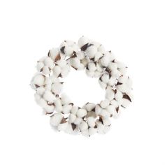 a wreath made out of cotton on a white background