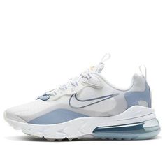 (GS) Nike Air Max 270 React SE 'White Indigo Fog' CJ4060-100 (SNKR/Low Top/Air Cushion/Shock-absorbing) Durable White Nike Air Max For Sports, Sporty White Nike Air Max Fade-resistant, Sporty White Nike Air Max, White Fade-resistant Nike Air Max For Sports, White Fade-resistant Nike Air Max, White Nike Air Max Breathable For Jogging, Nike Air Max White Breathable Running Shoes, White Breathable Nike Air Max For Jogging, White Nike Air Max With Air Cushioning