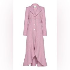 Brand New With Tag Luxury Pink Notch Lapel Outerwear, Luxury Pink Outerwear With Notch Lapel, Luxury Pink Single Breasted Outerwear, Luxury Pink Single-breasted Outerwear, Luxury Structured Spring Outerwear, Designer Pink Single-breasted Outerwear, Luxury Pink Outerwear For Office, Luxury Structured Long Sleeve Outerwear, Designer Pink Double-breasted Outerwear