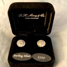 Macy & Co Vintage Diamond Earrings Valued $200 Macy's Round Earrings Gift, Elegant Nickel-free Jewelry For Anniversary Gift, Macy's Sterling Silver Jewelry With Matching Earrings, Macy's Sterling Silver Diamond Earrings As Gift, Macy's Silver Round Earrings, Elegant Sterling Silver Earrings For Anniversary Gift, Macy's Silver Wedding Earrings, Elegant Silver Earrings For Anniversary Gift, Macy's Sterling Silver Drop Earrings