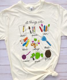 Art Teacher Shirt, Prek Tshirts, Art Club Shirt, Art Teacher Clothes, Art Teacher Outfits Aesthetic, Teacher Picture Day, Art Teacher Shirts, School Teacher Outfit, Art Teacher Outfits