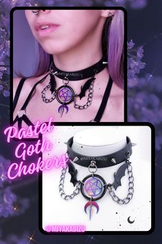 Black choker with rainbow charms pentagram moon and spike. Black faux leather. Pastel goth gothic lolita bat Edgy Handmade Necklaces For Alternative Fashion, Handmade Edgy Necklaces For Alternative Fashion, Handmade Metal Jewelry For Concert, Gothic Adjustable Jewelry For Alternative Fashion, Punk Handmade Necklaces For Alternative Fashion, Punk Handmade Necklace For Alternative Fashion, Handmade Punk Necklaces For Alternative Fashion, Handmade Choker For Alternative Fashion, Emo Style Metal Choker For Festivals