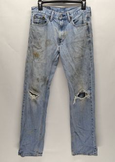 New! Levis 505 Jeans Vintage Y2K Mens 29x30 Blue Destroyed Rip Stained Grunge Denim was just added to eBay. Check it out! #eBay #eBaySeller Worn Jeans Men, 90s Mens Jeans, Grunge Jeans Men, 2000s Jeans Men, 2000s Jeans, Grunge Denim, Ripped Jeans Style, Y2k Mens, Grunge Clothes