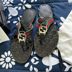 Gucci Flip Flops. Excellent Condition. Very Comfortable. Comes With Box And Dustbags. Size 37 All Sales Are Fully Videotaped From Packing Through Shipping With No Interruptions. Gucci Flip Flops, Shoes Gucci, Gucci Black, Gucci Shoes, Flip Flops, Gucci, Women Shoes, Women Shopping, Black