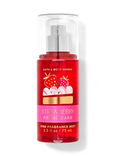 Strawberry Pound Cake Travel Size Fine Fragrance Mist | Bath & Body Works Cake Travel, Strawberry Pound Cake, Exfoliating Lip Scrub, Bath N Body Works, Pound Cake With Strawberries, Body Hygiene, Bath And Body Works Perfume, Fine Fragrance Mist, Bath And Body Care