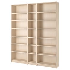 an empty bookcase on a white background