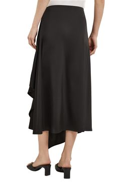 Tiered asymmetric ruffles bring head-turning charm to this maxi skirt crafted from silky charmeuse. 32"–38" length (size Extra Small) Hidden side-zip closure Unlined 100% polyester Hand wash, dry flat Imported Platform Slippers, Maternity Shops, Designer Clothes For Men, Women's Summer Fashion, Black Fits, Athletic Women, Beauty Brand, Bobbi Brown, Travel Size Products